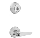 Kwikset Satin Chrome Delta Keyed Entry Lever Door Lock Deadbolt Combo Pack New. Price: $39.95.