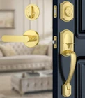 Front Door Lock Set Gold Handle Deadbolt Vintage Satin Brass ZMX-FGDLS-2138BG New. Price: $114.99.
