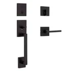 Kwikset San Clemente Matte Black Single Cylinder Low Profile Door Handleset Open. Price: $79.99.