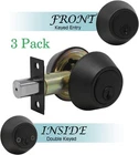 Knobwell 3 Pack Double Keyed Deadbolt Door Lock In Oil Rubbed Bronze New. Price: $61.39.