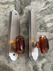 Grandeur Arc Tall Plate Vintage Amber Crystal Door Knob Pewter Passage 834087 New. Price: $99.99.