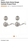 Defiant Naples Satin Nickel Single Cylinder Project Pack Open. Price: $35.00.