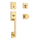 Kwikset San Clemente 98180-053 Door Handleset W/square Knob Satin Brass New. Price: $150.00.