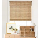 Lazblinds No Tools Drill Cordless Bamboo Roman Window Shades 33"W 64"H Open. Price: $23.99.