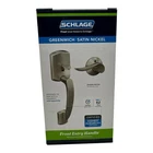 Schlage Greenwich Entry Door Handle Sacramento Lever Satin Nickel FE285GRW619SAC New. Price: $59.95.