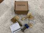 Emtek Helios Right Handed Passage Door Lever Set Satin Brass - 5112FRLRHUS4 Open. Price: $89.99.