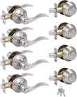 (4 Pack Keyed Alike Front Door Lever Lockset With Single Cylinder Deadbolt Combi New. Price: $164.99.
