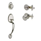 Copper Creek Colonial Front Door Entry Set With Knob, Satin Stainless CZ2610SS Open. Price: $39.99.