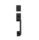 Kwikset 818SCELIP-514 Keyed Entry Handleset In Matte Black. Exterior Only Open. Price: $90.00.