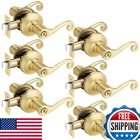 Bonpoly 6 Pack Gold Door Handles Wave Style Lever Privacy New. Price: $236.90.