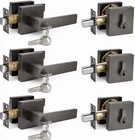 Ncl Keyed Front Entry Door Lever With Deadbolt, Alike Black 3 Gun Metal New. Price: $59.99.