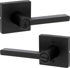 Kwikset 97402-829 Halifax Lever Entry Door Handle With Lock/key In Matte Black Open. Price: $46.50.