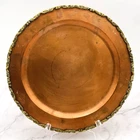Vtg Copper Charger Plate Ornate Brass Rim 11.75" Decor Country Kitchen Stamped Used. Price: $16.99.
