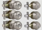 3 Pack Keyed Entry Door Knobs & Single Cylinder Deadbolt Lock Combo Set - Silver New. Price: $49.99.