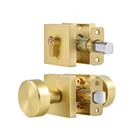 Exterior Gold Door Knob With Key Lock, Modern Satin Brass Set, Adjustabl... New. Price: $99.54.