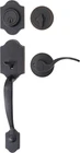 Amazon Basics Front Door Lock Set With Shelby Lever, Oil Bronze New. Price: $39.99.