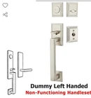 Hamden Dummy Handleset With Geneva Left Handed Lever Satin Nickel Emtek Open. Price: $99.00.