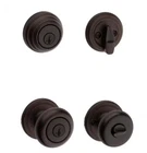 Kwikset Juno Venetian Bronze Entry Door Knob & Single Cylinder Deadbolt Smartkey Open. Price: $34.99.