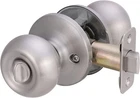 Bedroom/bathroom Door Knob With Lock, Coastal, 1-3/8 To 1-3/4 Satin Nickel New. Price: $14.90.
