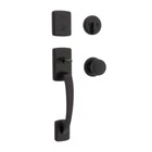 Kwikset Brentford Matte Black Single Cylinder Handleset With Sora Knob Smart Key Open. Price: $79.99.