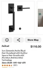 Kwikset San Clemente Matte Black Handleset With Halifax Square Handle, Microban Open. Price: $70.00.