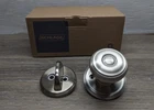 Schlage F59-GEO Georgian Single Cylinder Interior Pack Satin Nickel Open. Price: $28.00.