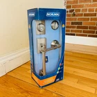 Schlage Satin Nickel Century Front Entry Door Handleset Lock W/ Latitude Lever New. Price: $181.05.