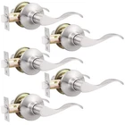 Gobekor 5 Pack Brushed Nickel Passage Door Lever - Keyless, Satin New. Price: $71.23.