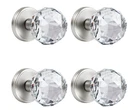 Clctk 4 Pack Crystal Glass Dummy Door Knobs Clear Diamond Satin Nickel Open. Price: $44.98.