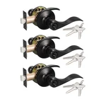 Knobwell 3 Pack Matte Black Lever Door Handle Keyed Entry Lock Set Vintage New. Price: $96.76.
