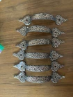 6 Vtg Mid Century Colonial Hammered Copper Cabinet Pulls Or Handles Screws Used. Price: $25.00.