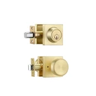 Satin Brass Door Knob With Lock, Exterior Set Deadbolt,square ... New. Price: $46.50.
