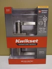 New Kwikset Perth Square Keyed Satin Nickel Entry Handle 97403-092. Price: $13.00.
