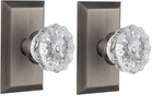 Nostalgic Warehouse Studio Plate & Crystal Glass Door Knob Privacy 2.75" Pewter Open. Price: $69.99.