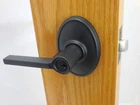 Schlage Accent Keyed Entry Lever Wakefield Trim Matte Black F51AACC622WKF #8FS Open. Price: $32.99.