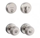 Kwikset Sora Satin Nickel Keyed Entry Door Knob & Deadbolt Combo W/ Smartkey New. Price: $40.00.