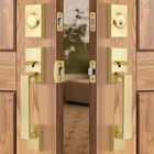 Loqron Brushed Gold Double Front Door Lock Set, Keyed Entry Satin Brass New. Price: $141.82.