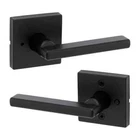 Kwikset Halifax Square Matte Black Privacy Bed/bath Door Handle With Lock New. Price: $24.99.