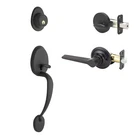 Copper Creek CZ2610XZL-BC Mid-century Modern Entrance Handleset In Black With... Used. Price: $74.45.