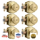 Ncsen 6-PACK Gold Door Knobs W/ Camelot Trim, Privacy Lock, Interior New. Price: $102.00.