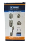 Schlage Camelot Handleset Front Entry Door Knob Deadbolt Lock Satin Nickel Open. Price: $79.99.