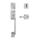 Home Decorators Woodward Satin Nickel Door Handleset W/ Woodcliff Interior Lever New. Price: $79.95.