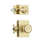 Satin Brass Door Knob With Lock, Exterior Set Deadbolt, Keyed ... New. Price: $55.76.