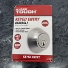 New Door Knob Hyper Tough Keyed Entry Deadbolt. Stainless Steel Finish Open. Price: $10.00.