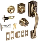 Schlage F62CAM609GEO Antique Brass Camelot Double Cylinder Handleset With Georg New. Price: $266.48.
