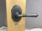 Emtek Dummy Right Handle Only Wrought Steel Rosette Satin Normandy Lever Open. Price: $74.95.