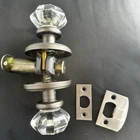 Emtek Glass Passage Door Knob Lock Polished Burnished Chrome Set Used. Price: $45.90.