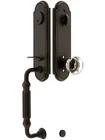 Emtek Orleans Style Tubular Handleset In Oil Rubbed Bronze With Old Town Knobs Open. Price: $603.74.
