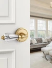 Sorwduerm Passage Door Lever Brushed Gold Clear Glass Round Universal 2 Pack New. Price: $63.00.