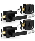 Sopoby Matte Black Passage Door Handles With Single Cylinder Deadbolts Combo Pac New. Price: $32.99.